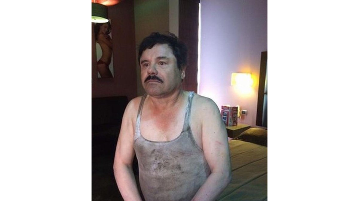 Primera imagen del narcotraficante Joaquin El Chapo Guzman hoy tras su captura.