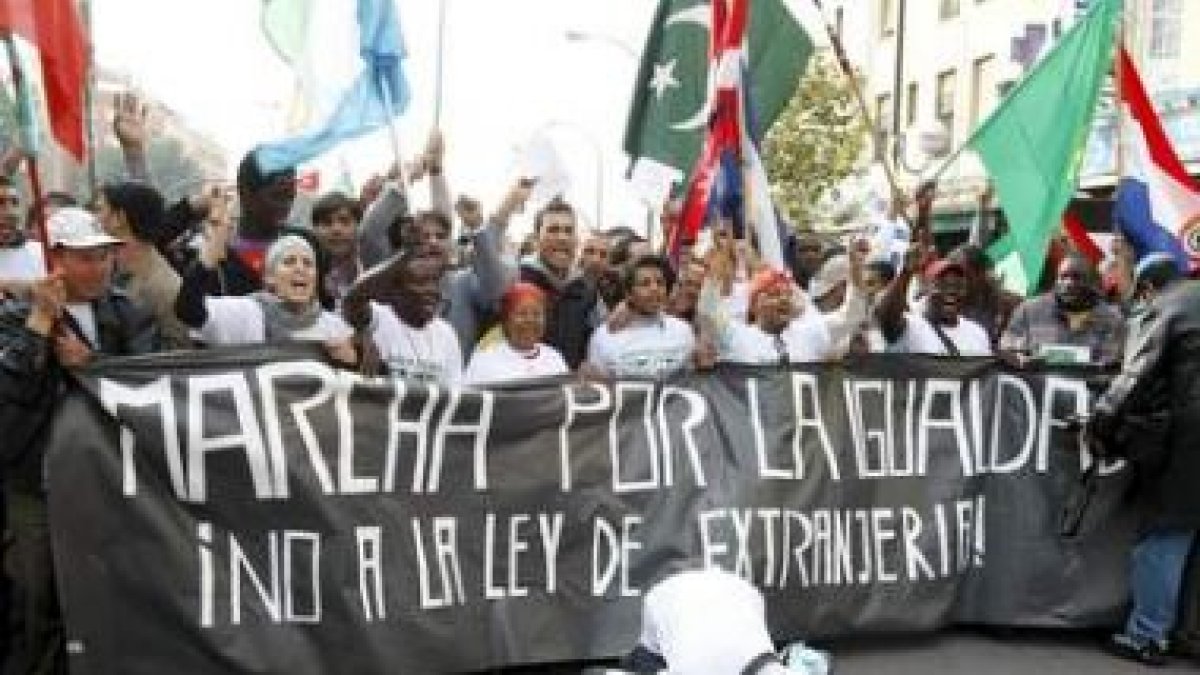 Manifestación contra la Ley de Extranjería en Madrid.