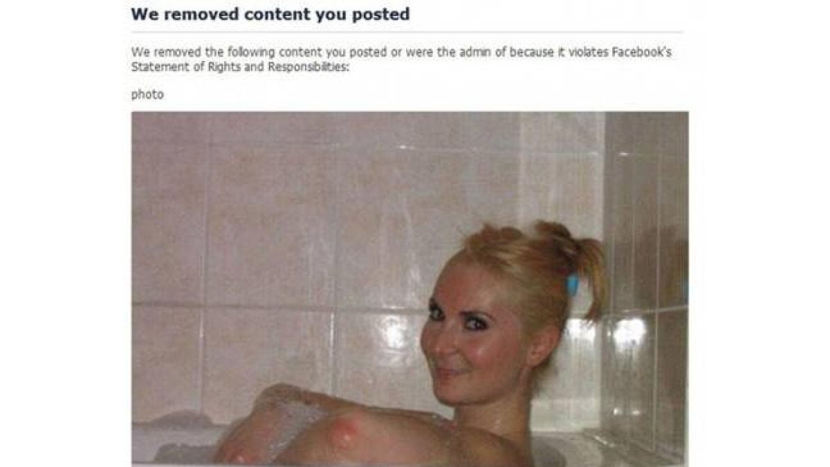 La foto de la chica rubia en la bañera que a Facebook le pareció inadmisible.