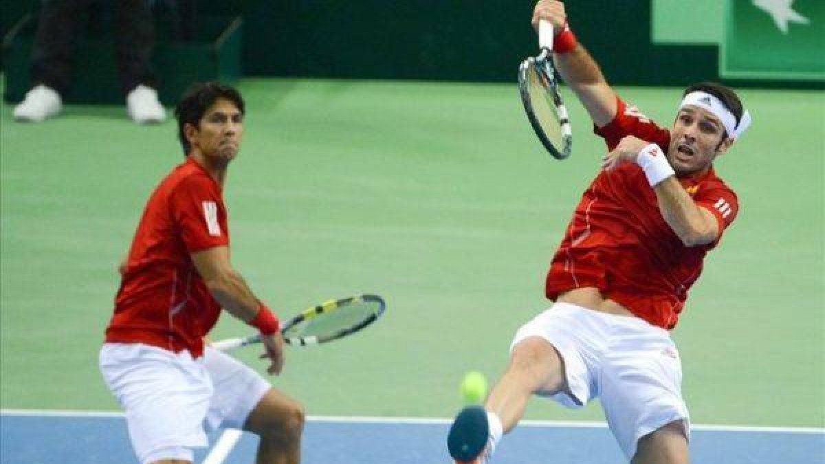 Verdasco (izquierda) y Marrero, en el partido de este sábado.