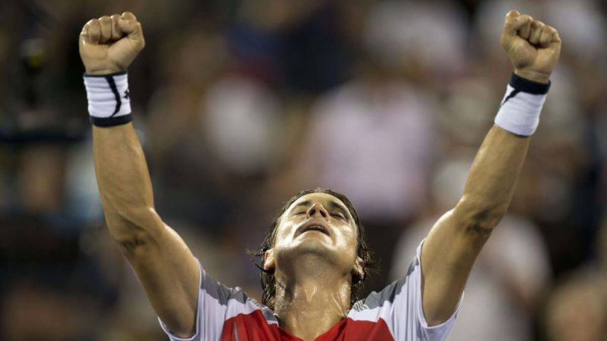 Ferrer celebra su victoria ante Gasquet.