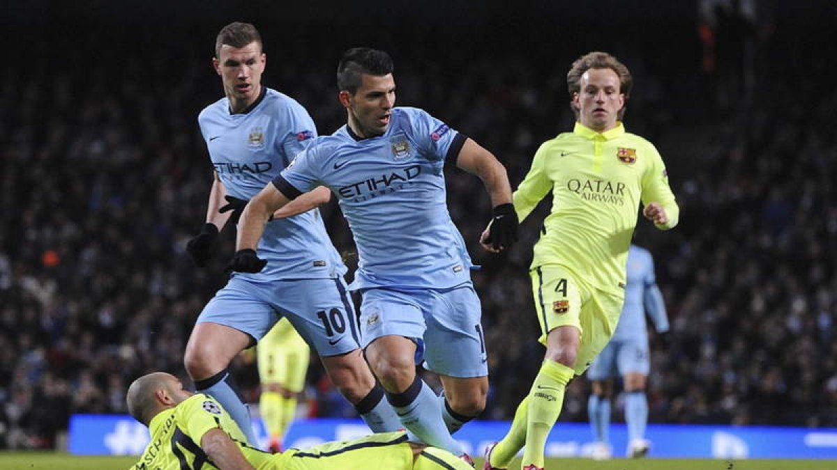 Agüero, en el partido de ida ante el Barcelona.