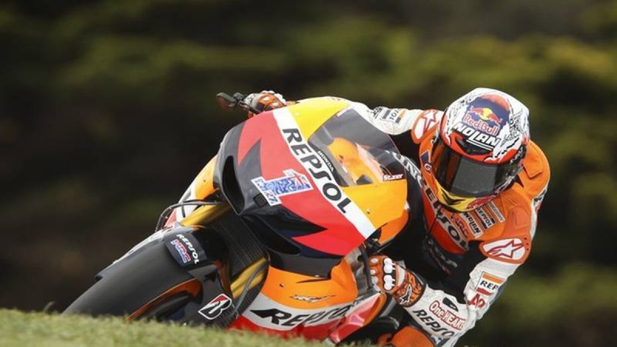 Stoner en el circuito de Australia.