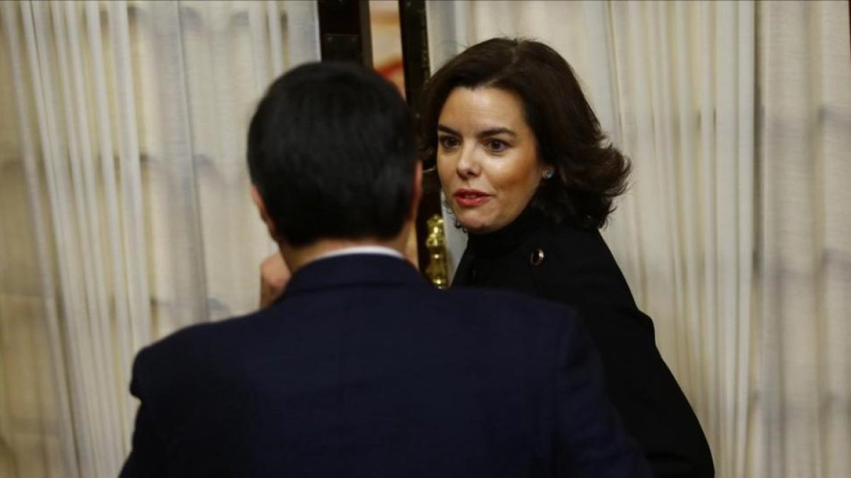 La vicepresidenta del Gobierno, Soraya Sáenz de Santamaría, este miércoles en el Congreso.