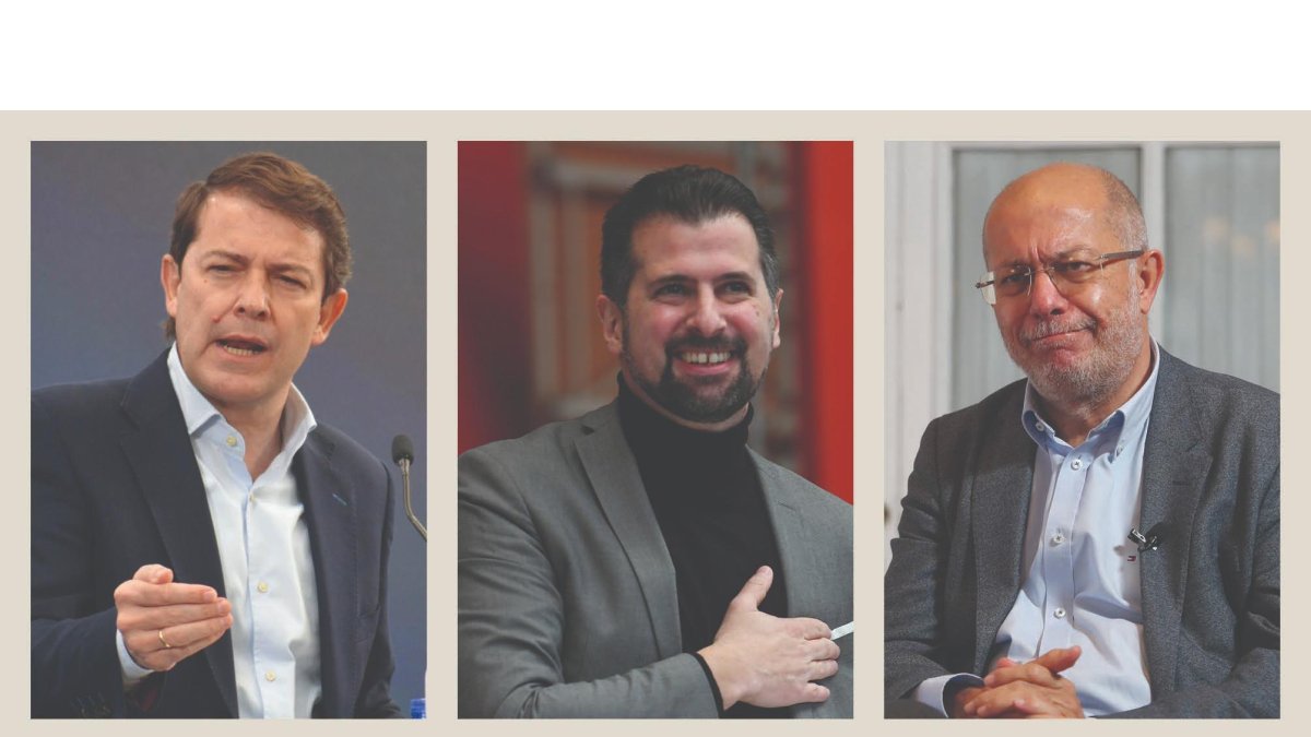 Mañueco, Tudanca e Igea, los tres participantes en el debate. DL