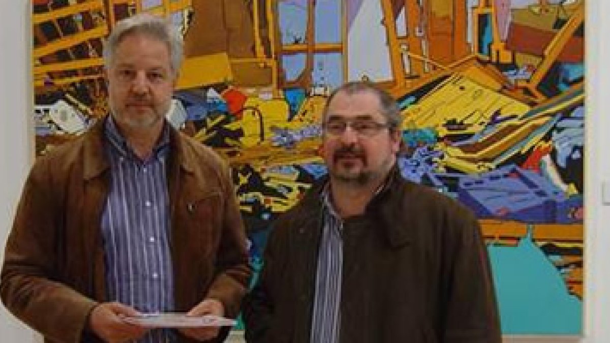 Celestino Pérez y el artista José Pérez, en la presentación de la muestra que se inaugura hoy.