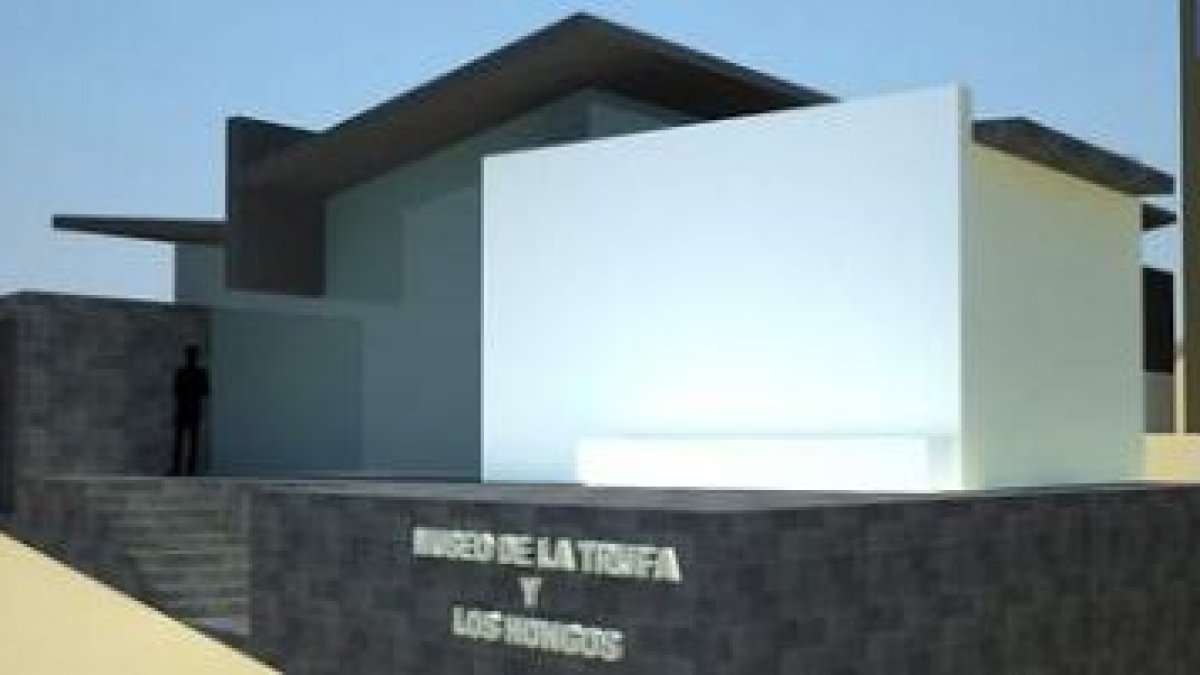 Perspectiva de la entrada al Museo de la Trufa, según el diseño de la arquitecta Sara González.
