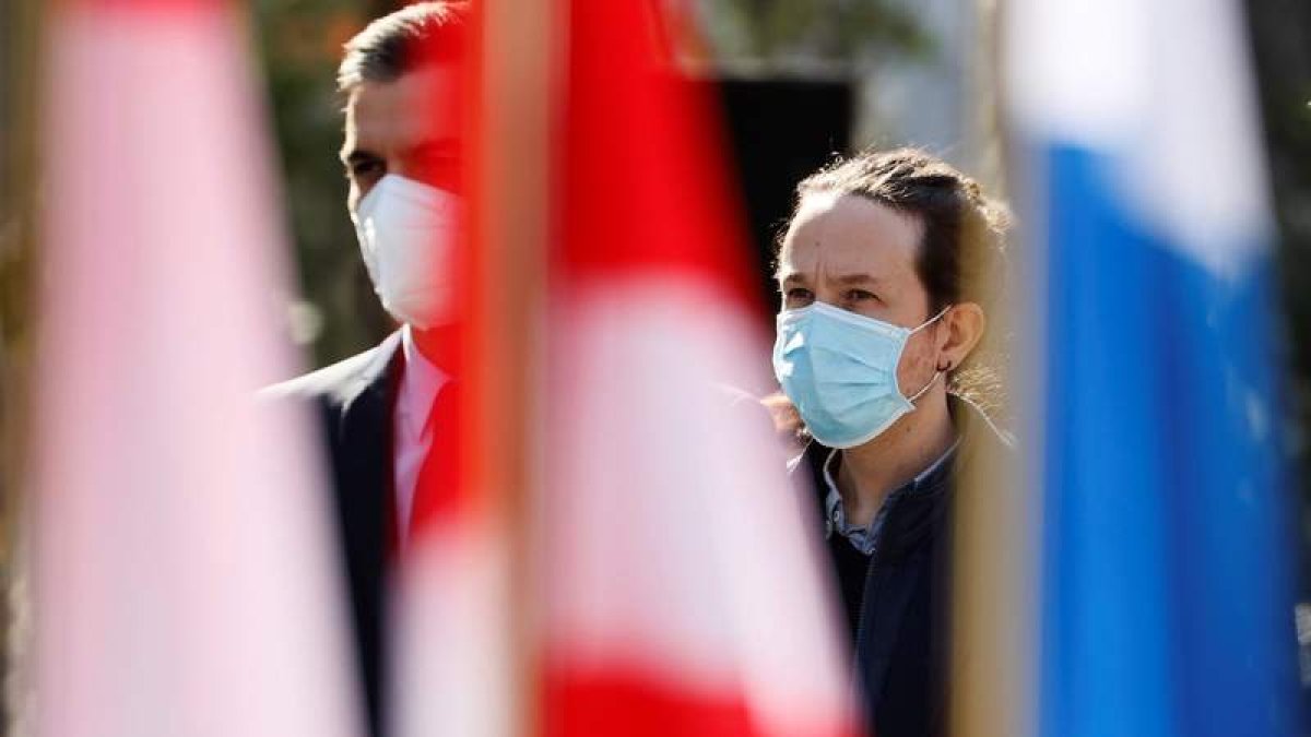 Pedro Sánchez y Pablo Iglesias en el homenaje del 11-M. BALLESTEROS