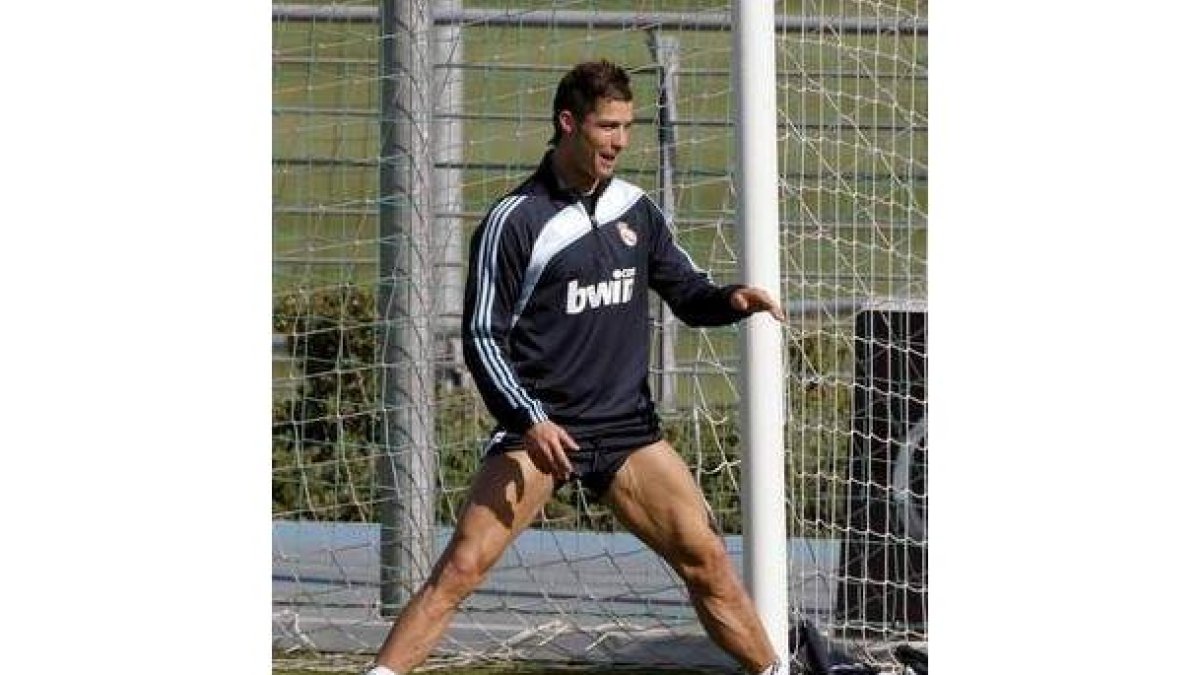 Cristiano Ronaldo durante un entrenamiento del Madrid.