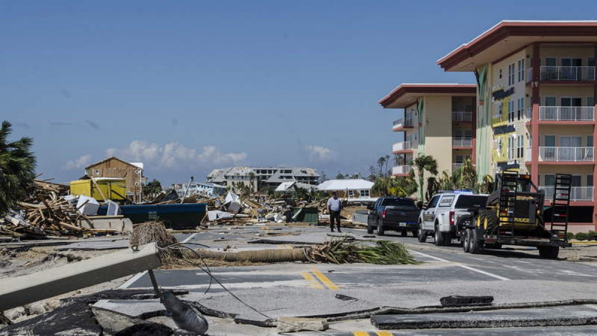 Los equipos de rescate a su llegada a la localidad de Mexico Beach. FLORIDA NATIONAL GUARD