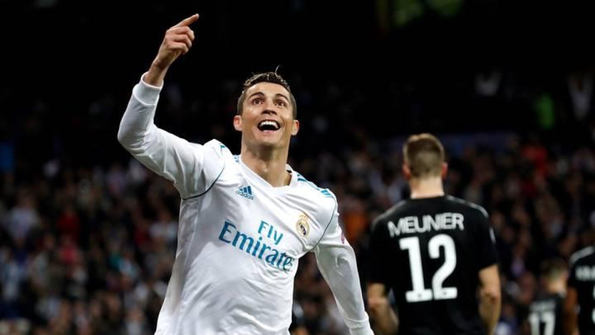 Cristiano Ronaldo celebra el segundo gol del Real Madrid.