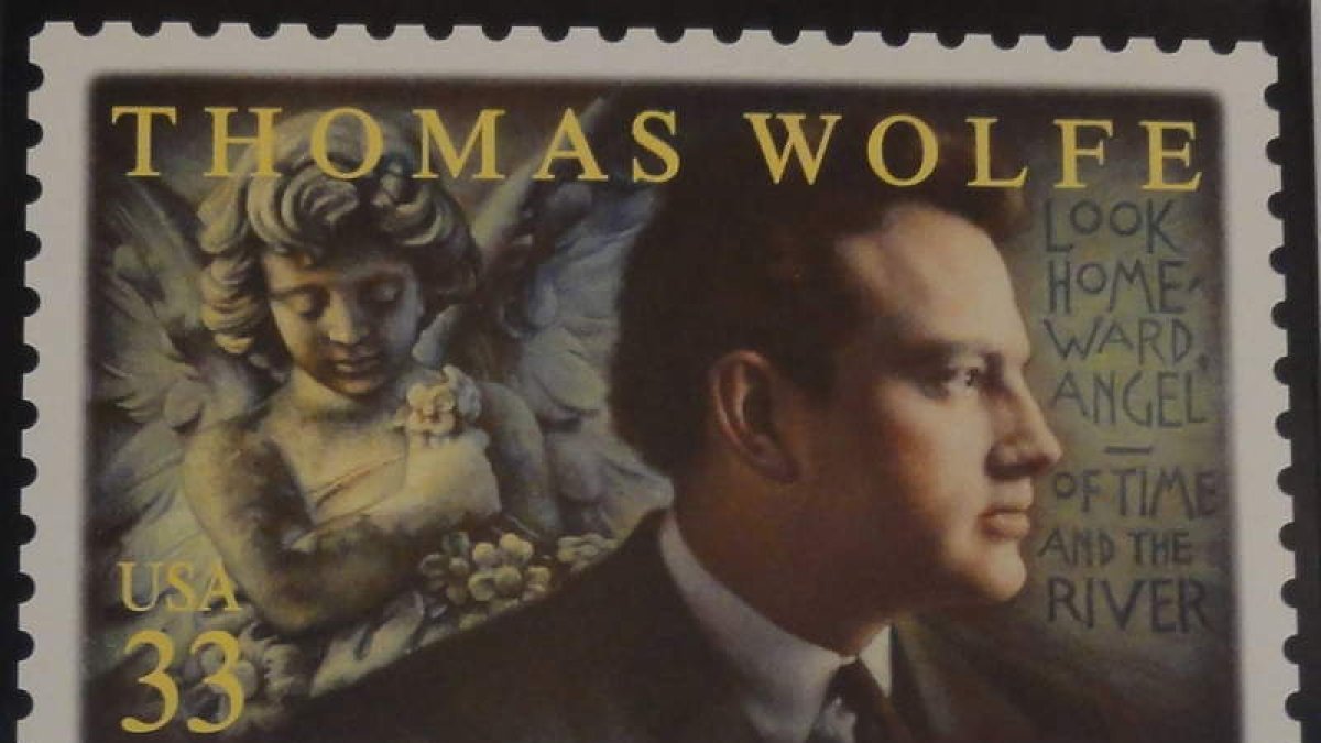 Sello de correos con el rostro de Thomas Wolfe