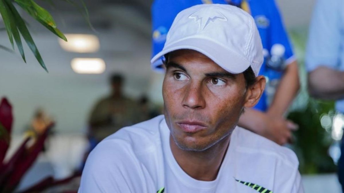 Rafael Nadal durante un encuentro con los medios de comunicación en Miami.