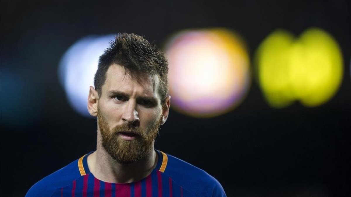 Messi, en un momento del Barça-Olympiacos del Camp Nou.