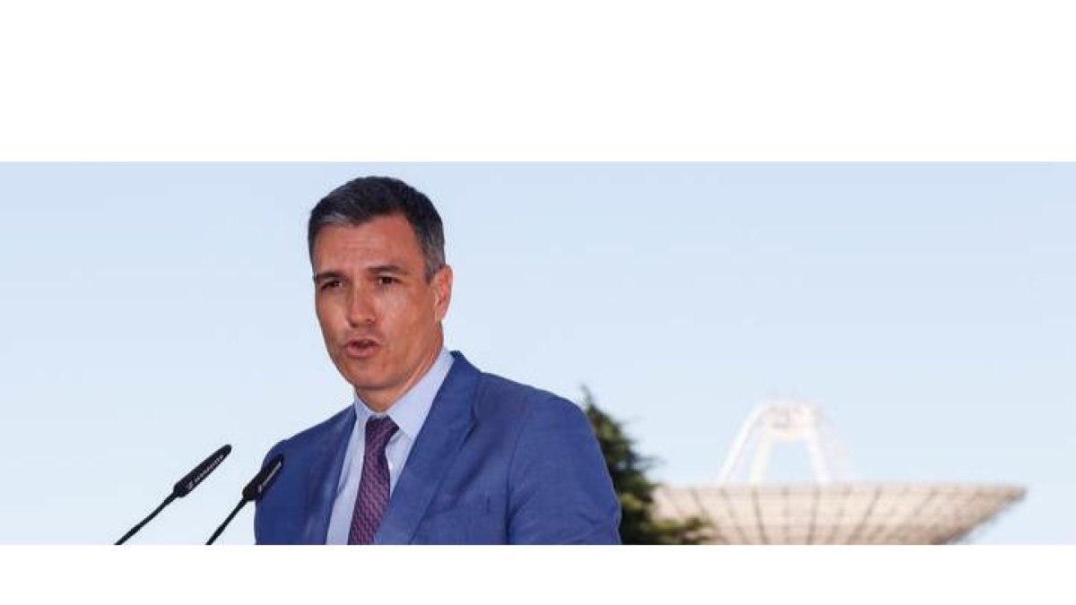 Pedro Sánchez, durante la presentación del nuevo plan Aeroespacial. EFE
