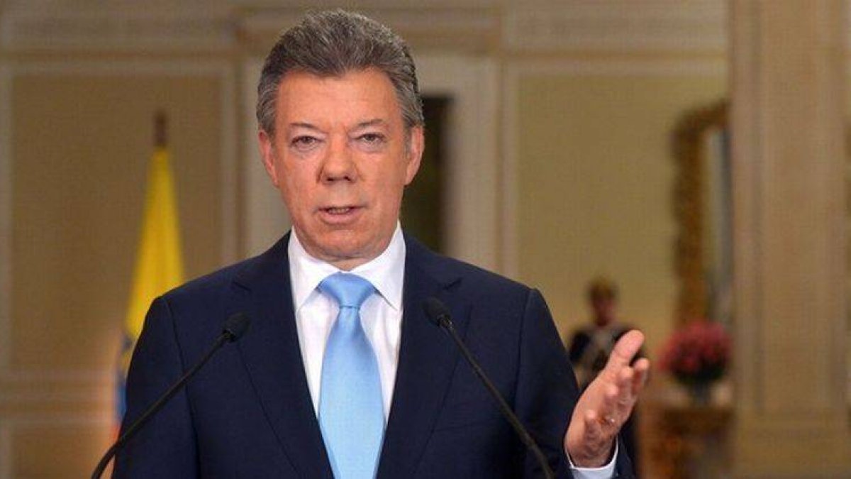 El presidente de Colombia, Juan Manuel Santos, durante su discurso, ayer en Bogotá.
