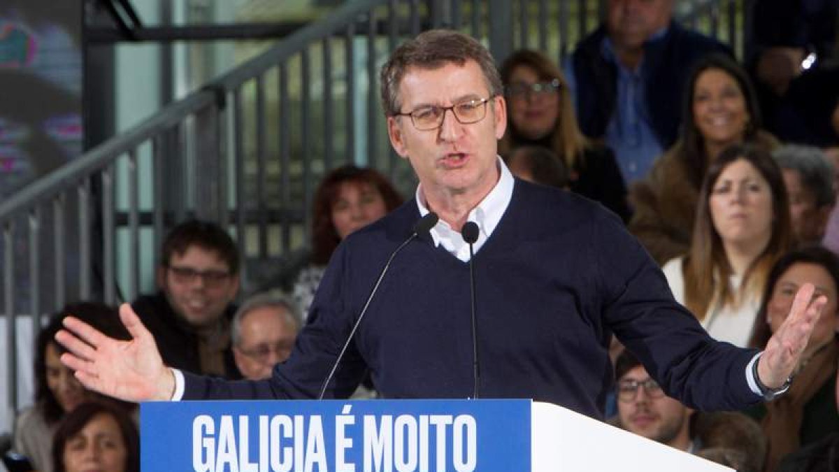 El presidente de la Xunta de Galicia Alberto Núñez Feijóo, durante su intervención en Vigo.