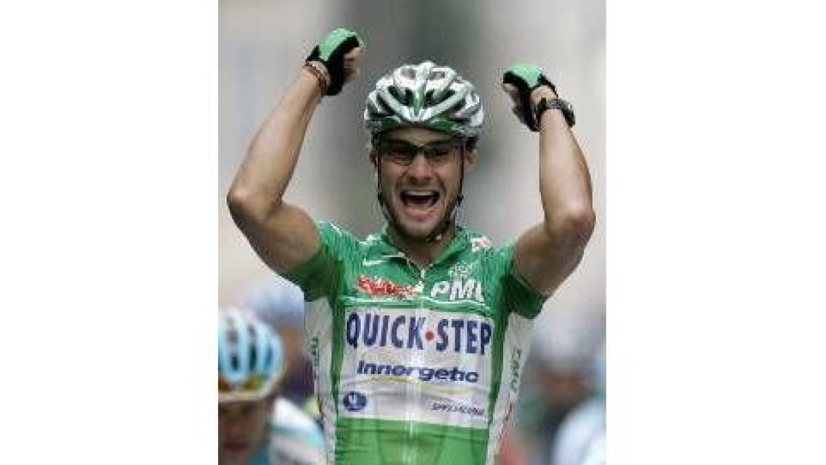 El ciclista belga celebrando su victoria tras un gran esprint