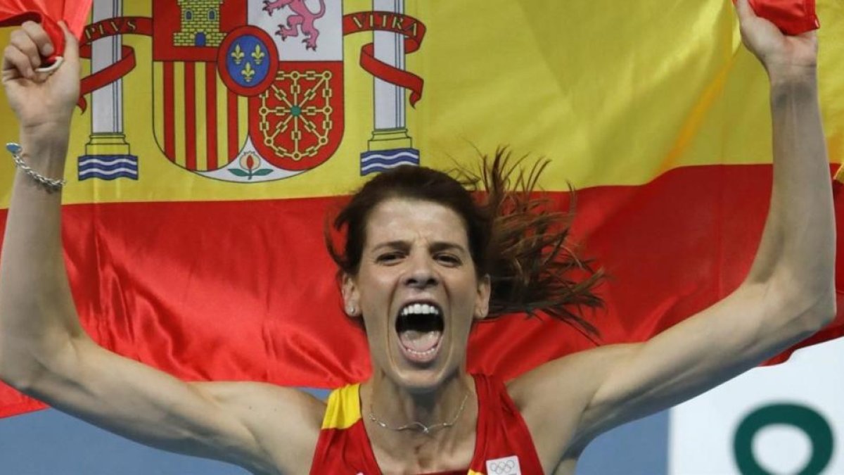 Beitia,en la celebración de su oro olímpico.