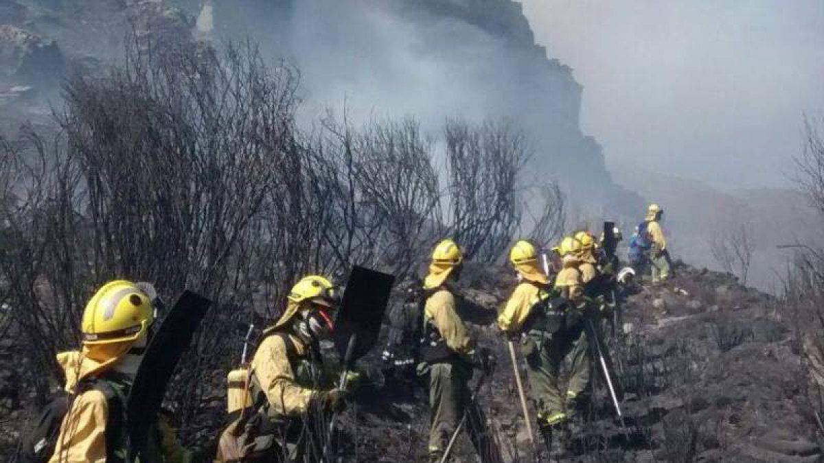 Los efectivos de Tabuyo trabajan en La Baña. @BRIFTABUYO
