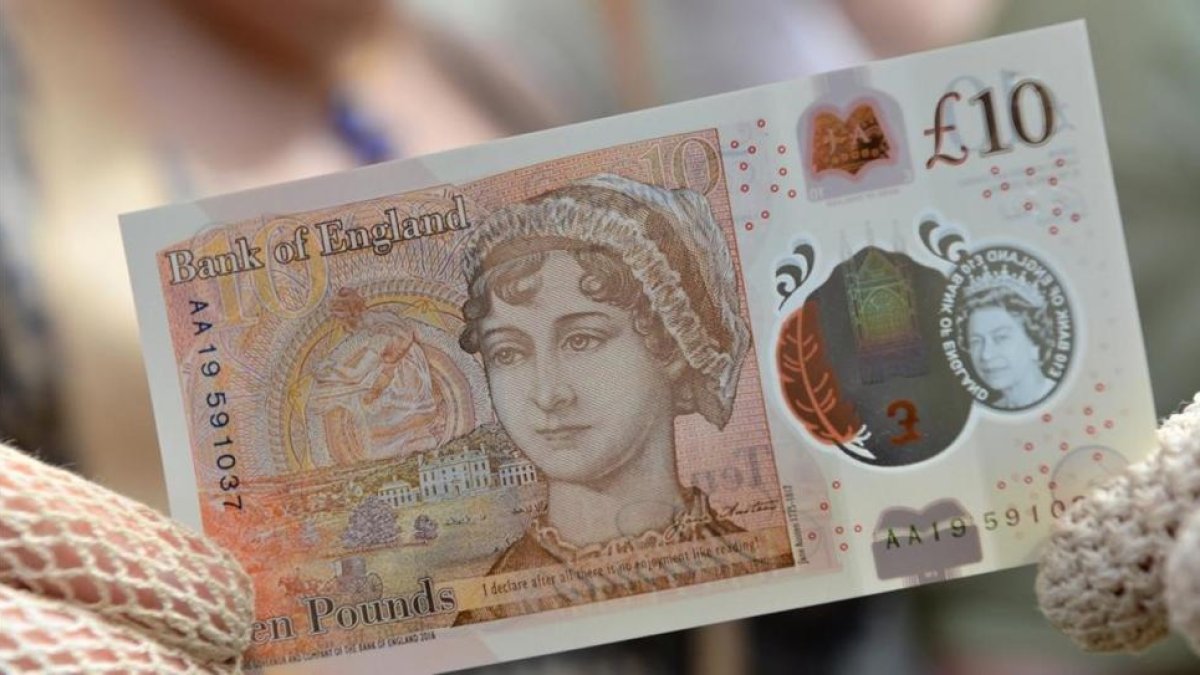 Billete de 10 libras de Jane Austen.