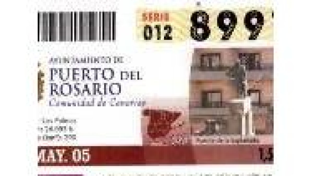 Imagen del billete de lotería de la Once en el que aparece la escultura