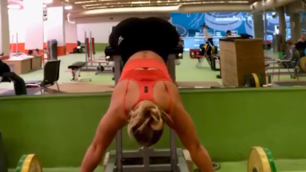 Lidia Valentín, en el entrenamiento que ha colgado en su Twitter. @lydikit