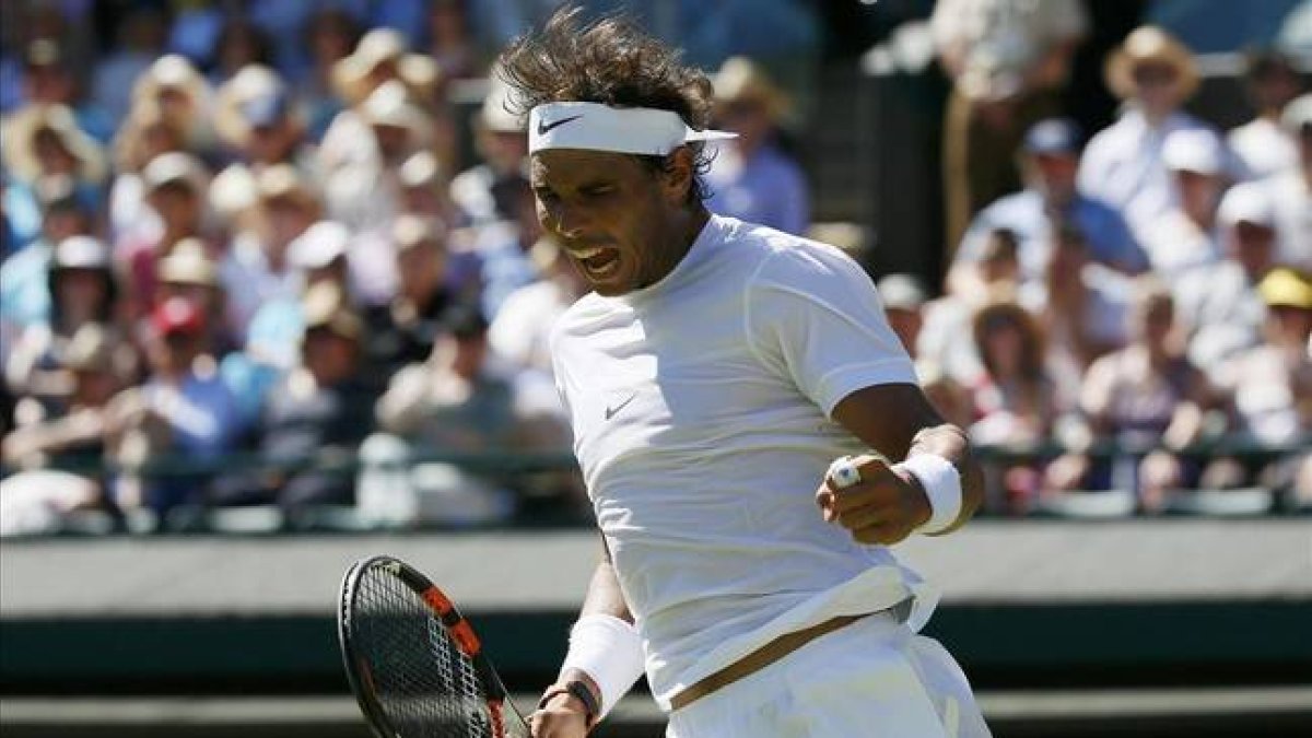 Nadal celebra un punto en el partido ante Bellucci.