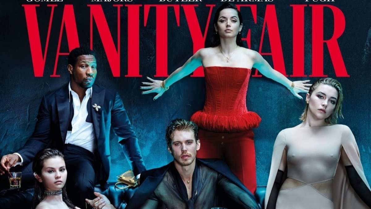 Ana de Armas, con vestido rojo, como imagen central de la revista. DL