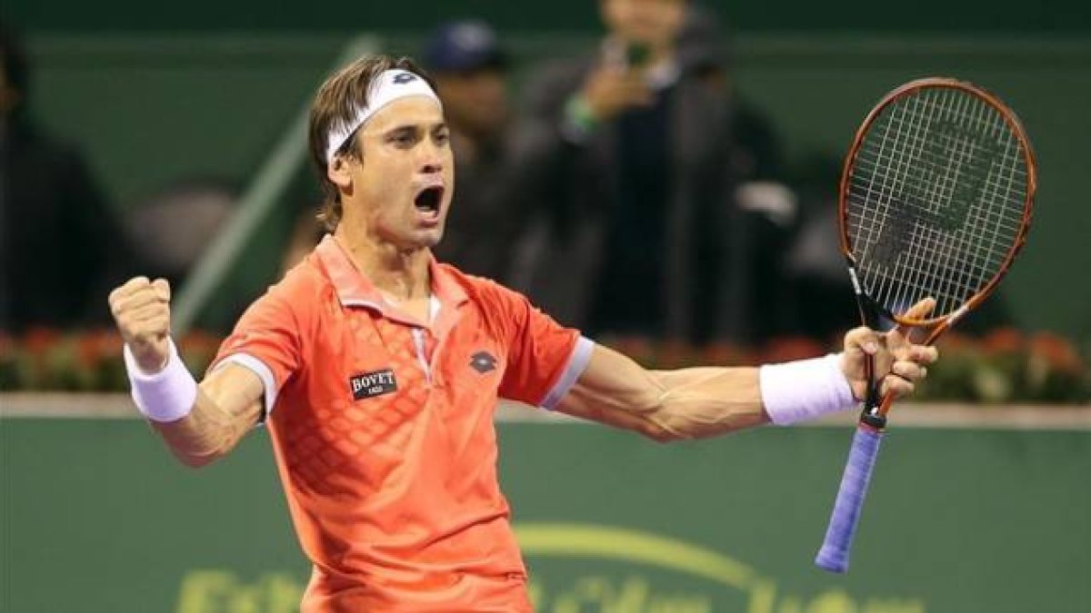 Ferrer celebra el pase a la final de Doha tras derrotar a Karlovic.
