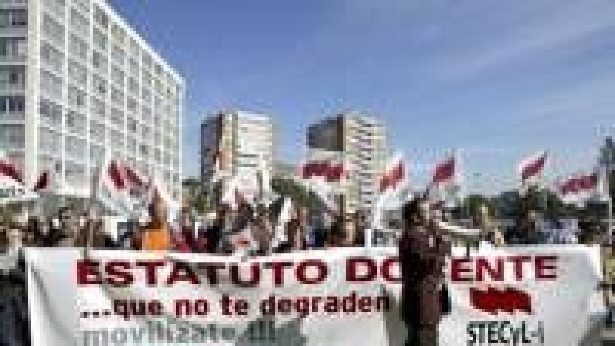Un momento de la manifestación de los profesores del STE