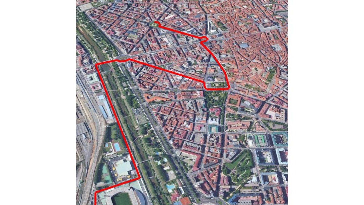 Recorrido de la protesta que mañana cortará parte del centro de León. AYUNTAMIENTO DE LEÓN
