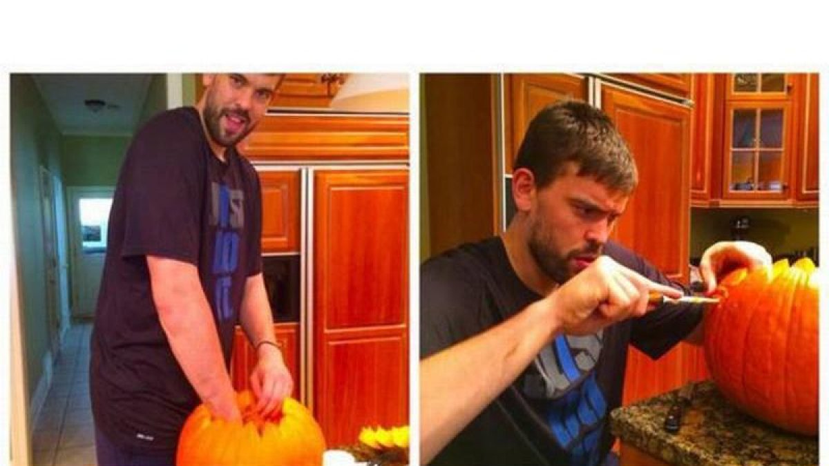 Marc Gasol, en su casa de EEUU, preparándose para Halloween.