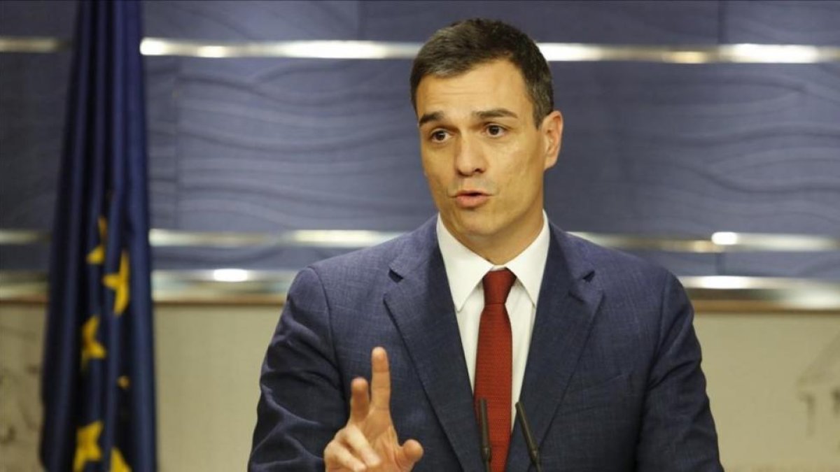 Pedro Sánchez, este martes en el Congreso, tras su entrevista con el Rey.