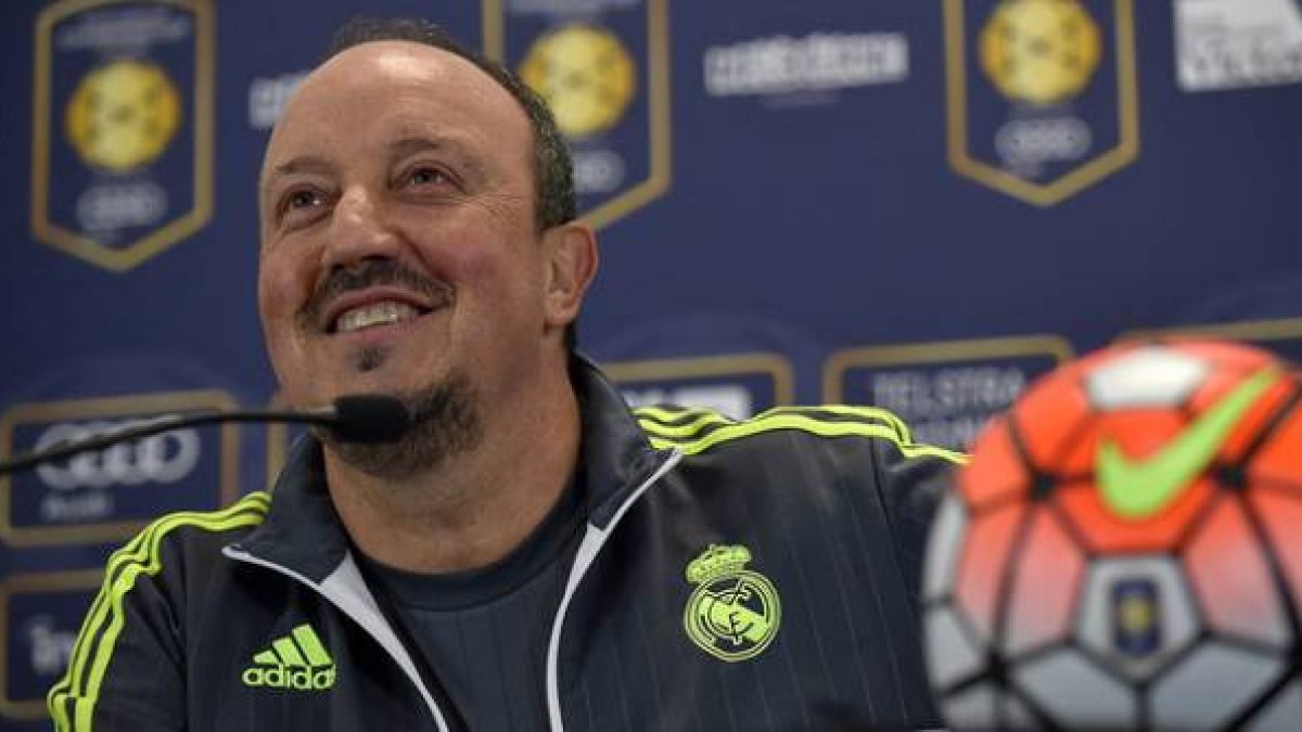Rafael Benítez, en la rueda de prensia previa al partido de pretemporada contra el Manchester City en Melbourne.