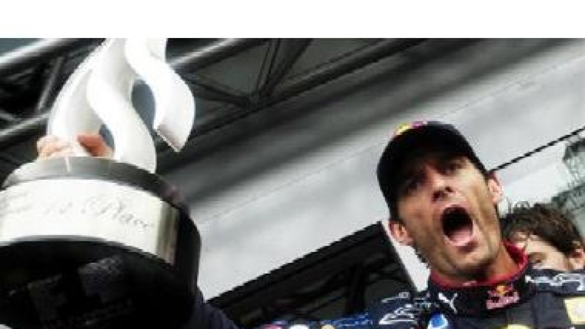 Webber celebra su victoria en la carrera de hoy