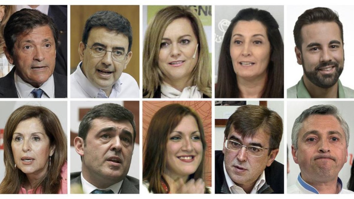 De izda. a dcha. y de arriba a abajo, el presidente, Javier Fernández y los vocales, Mario Jiménez, María Jesús Serrano, Ascensión Godoy, José Enrique Muñoz Lladró, María Dolores Padrón, Ricardo Cortés, Soraya Vega, Francesc Antich y Francisco Ocón.