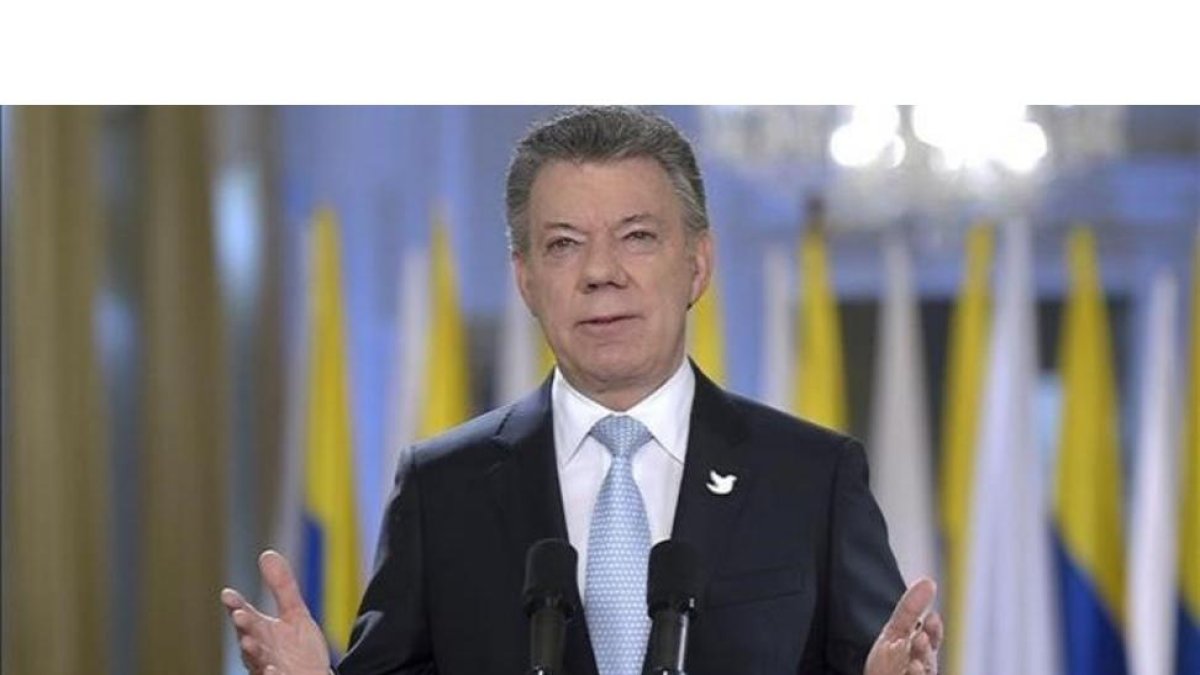 El presidente Juan Manuel Santos, durante su alocución al país sobre el proceso de paz.
