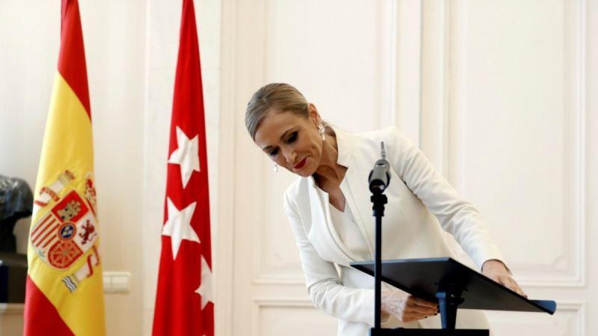 Cristina Cifuentes, el día que anunció su dimisión.