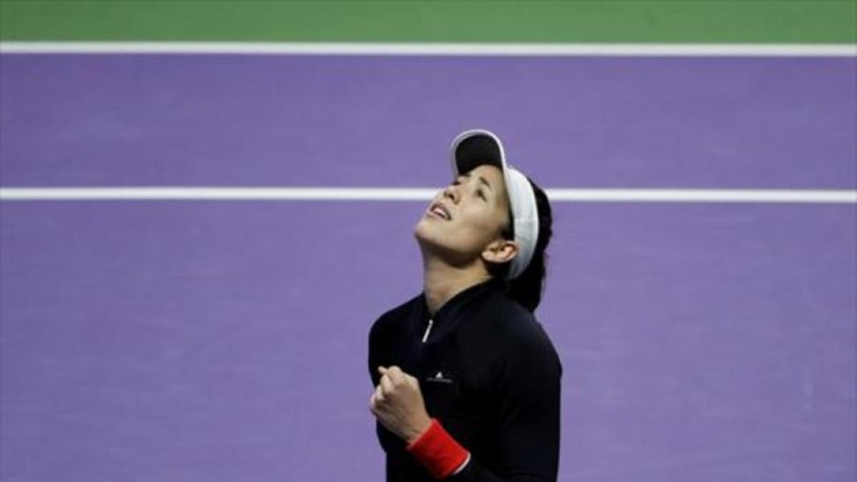 Garbiñe Muguruza, ayer.