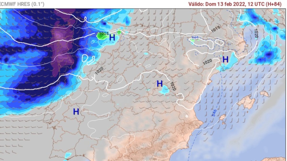 Imagen de Meteored del pronóstico para el domingo a mediodía. DL