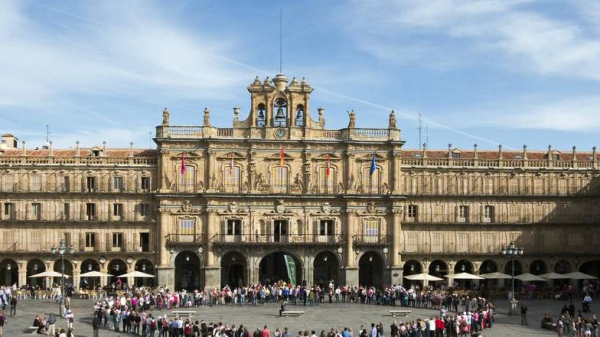 Foto de archivo de la Plaza Mayor de Salamanca, emblema de la ciudad charra.