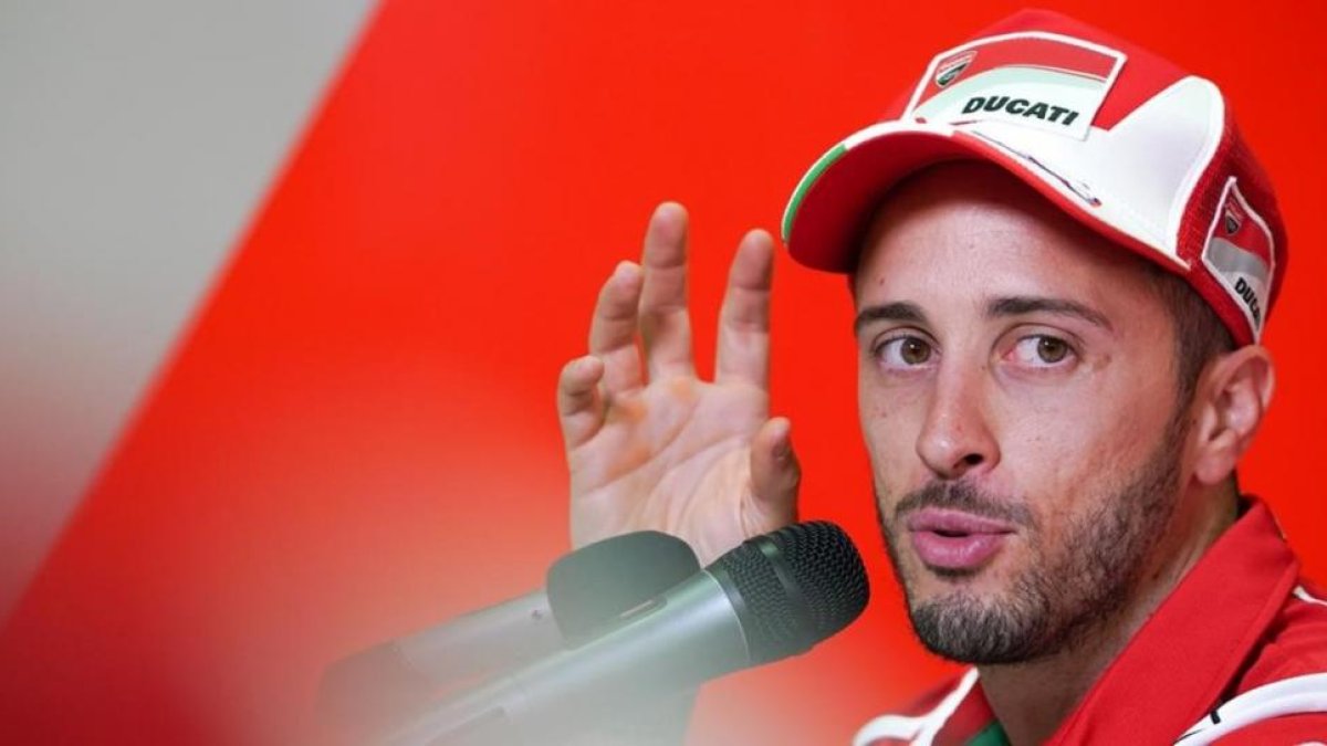 El italiano Andrea Dovizioso (Ducati), lider de MotoGP, en la conferencia de hoy en Misano (Italia)