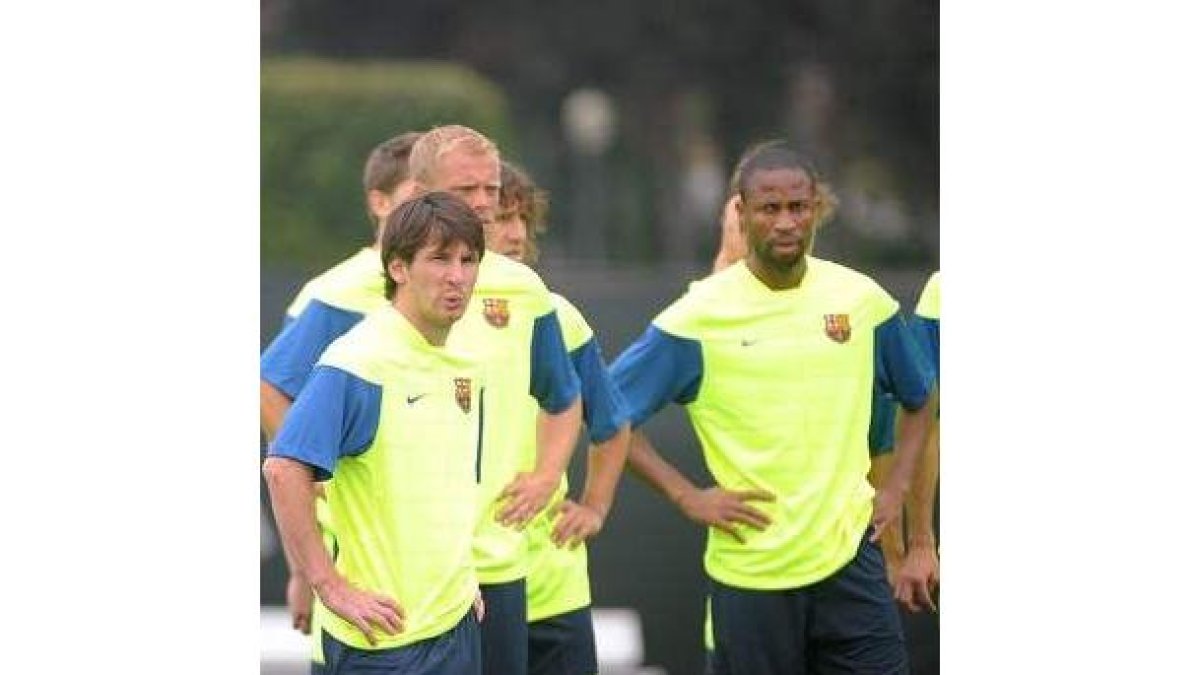 Los jugadores del Barça, en sus entrenamientos.