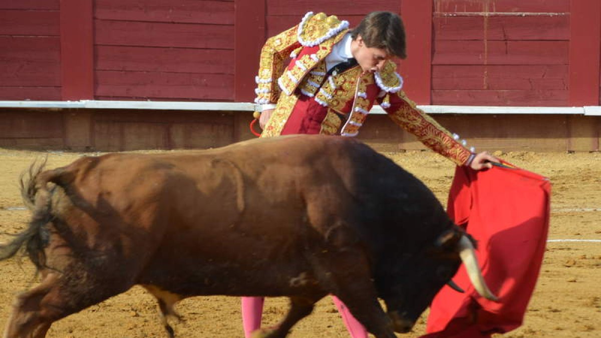Arturo Gilio toreando al natural, ayer en Valencia de Don Juan. MEDINA