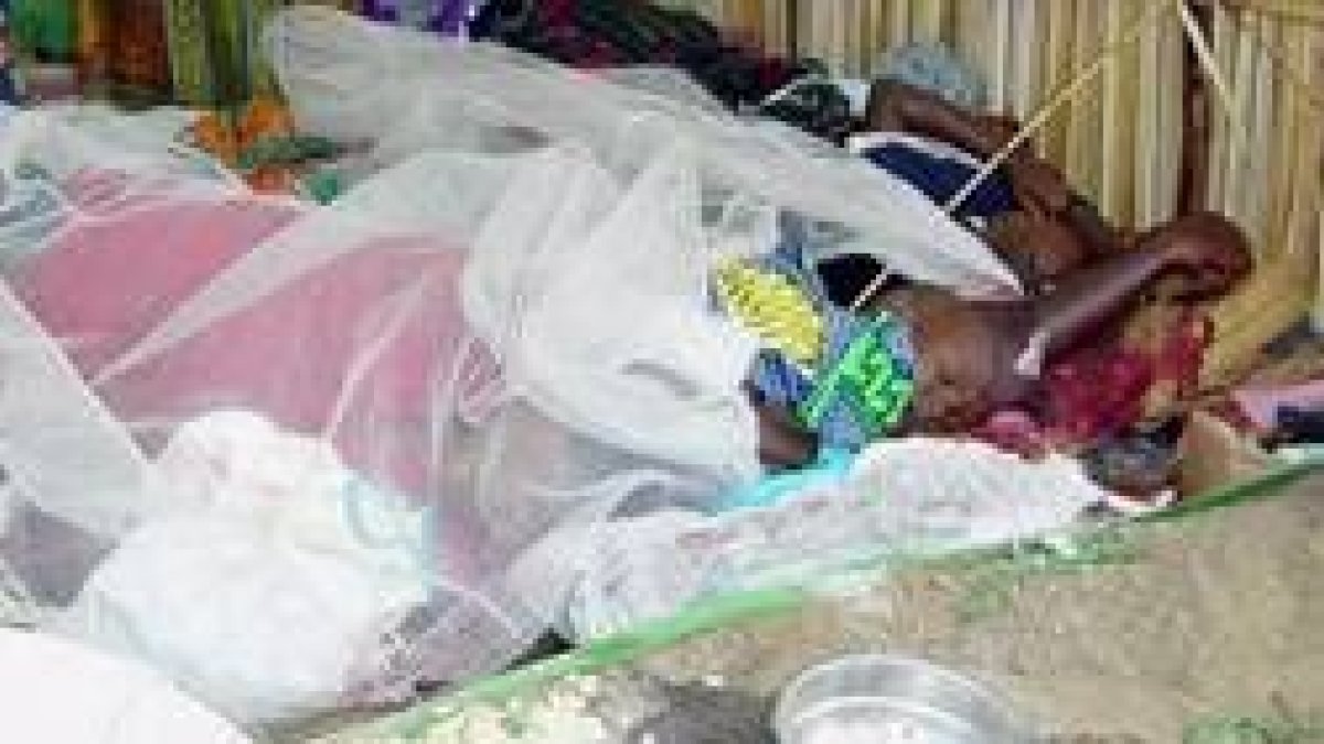 Mujeres y sus hijos pequeños yacen muertos en una tienda del campo de refugiados