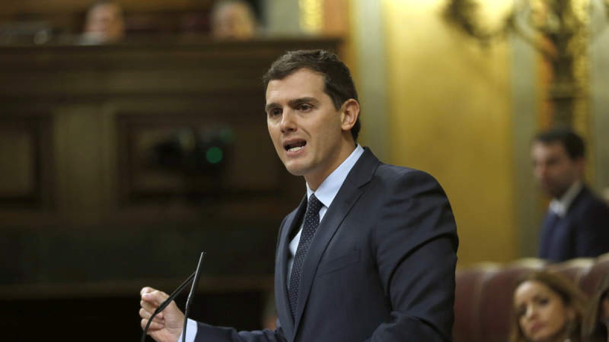 El presidente de C’s, Albert Rivera, durante su intervención. C. MOYA