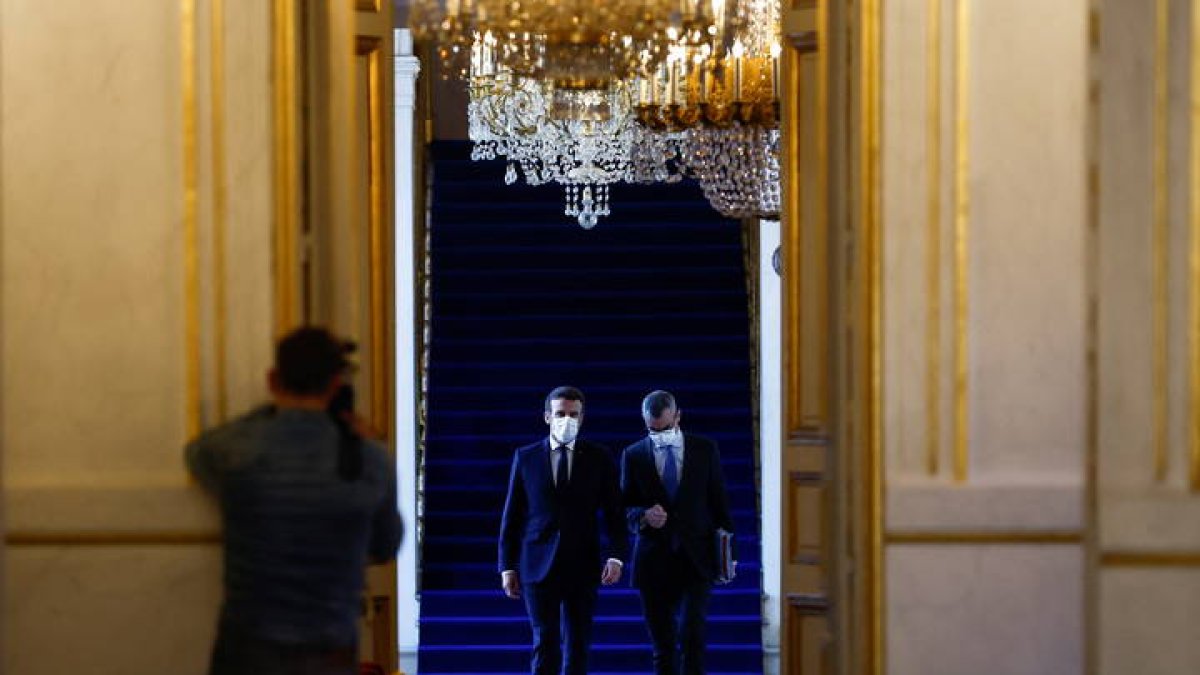 Macron, a su llegada al Elíseo. CHRISTIAN HARTMANN
