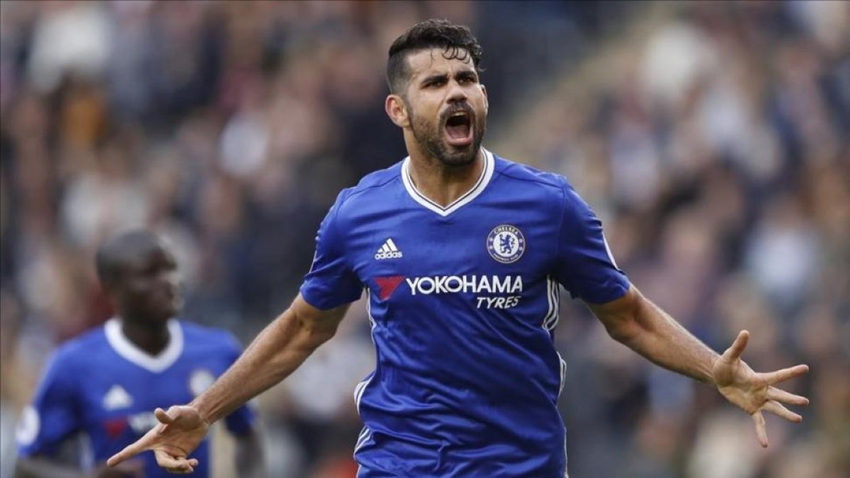 Diego Costa celebra contra el Hull City la pasada temporada