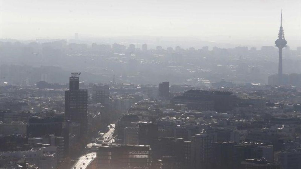 Madrid, en un día de alta contaminación, en el 2015.